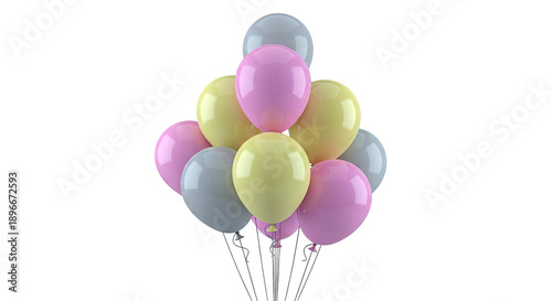 Pink, Yellow, and Grey Balloons Cluster