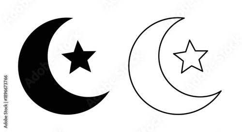 Islamic crescent star symbol design Vector