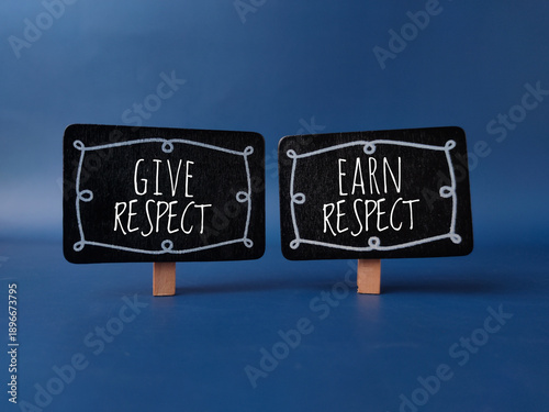 The image displays two small chalkboards with a motivational message about respect