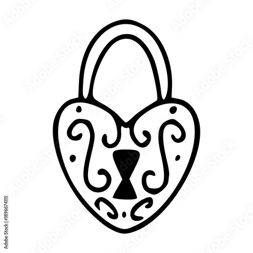 doodle romantic filigree padlock design for valentine's day