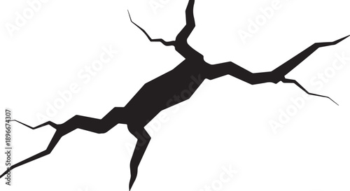 Black Crack Silhouette on White Background Illustration Design Element