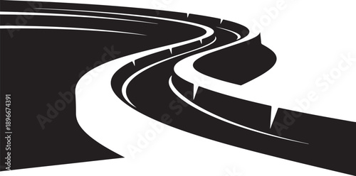 Winding road illustration with sharp turns and white background
