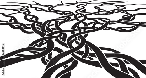 Intricate black lines forming complex intertwined patterns on white