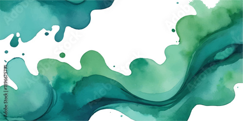 Abstract blue and green watercolor liquid background