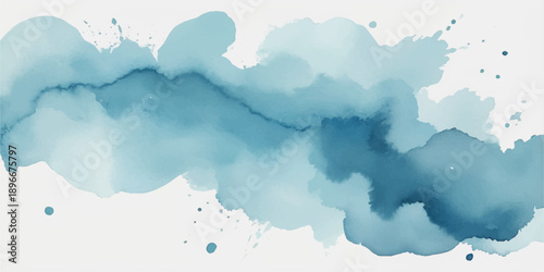 Abstract watercolor blue sky with clouds background