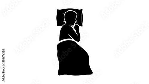 Silhouette of a Person Sleeping Comfortably in Bed