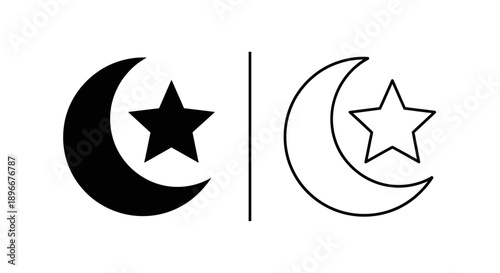 Islamic symbols star and crescent design Vector
