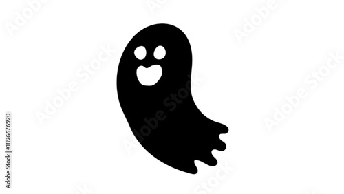 Simple Happy Ghost Silhouette Icon