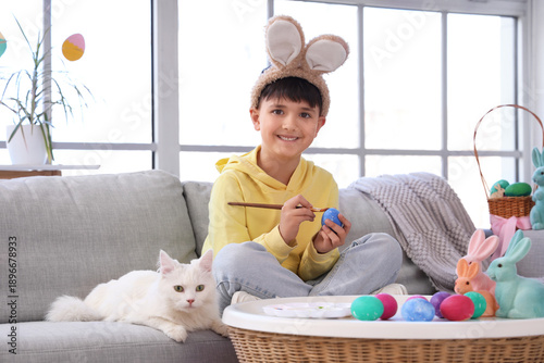 Cute little boy in bunny ea...