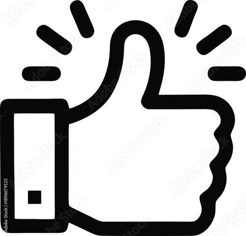 A black outline of a hand giving a thumbs up silhouette