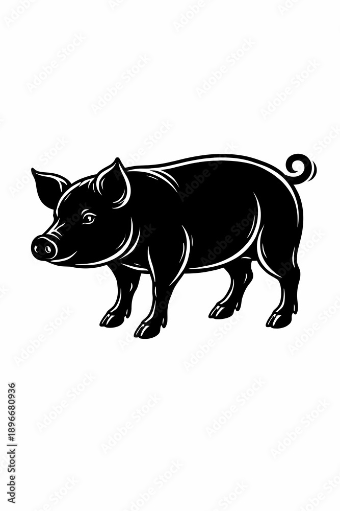 Fototapeta premium Pig Farm Animal Illustration