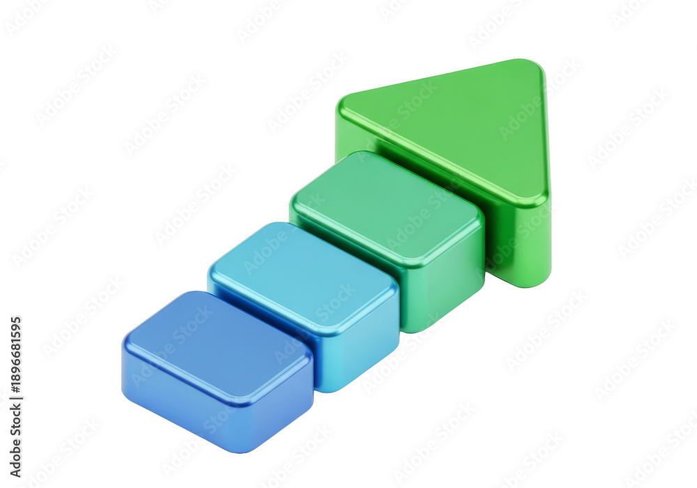 Fototapeta premium Ascending Blocks: A symbolic illustration showcasing upward progress with a series of colored blocks, culminating in a directional upward arrow.