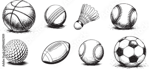 set of playing ball, 8 ball in one file eps vector, black and white color and size changeable.