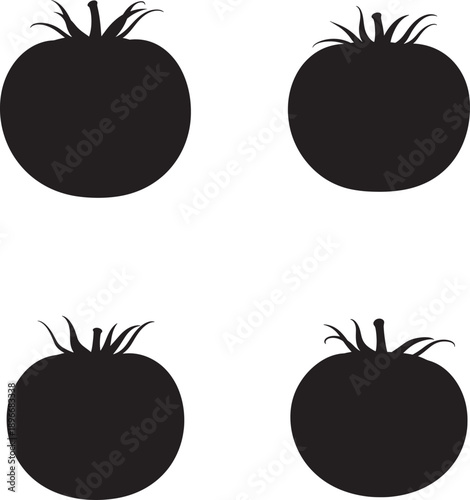 Collection of black tomatoes silhouette 