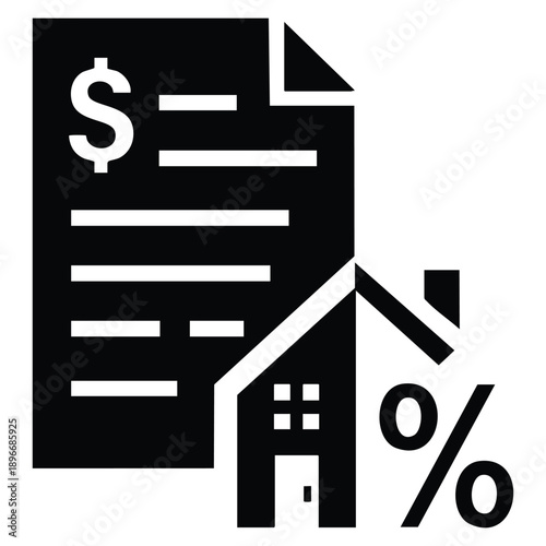 Glyph style loan processing icon rendered as editable vector illustration, suitable for financial platforms, credit services and banking interface design concepts