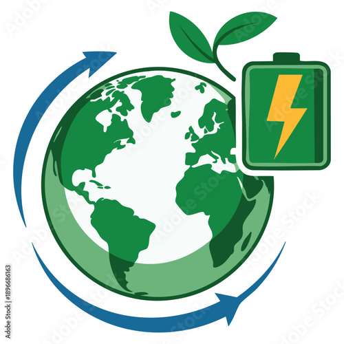 Green natural eco energy icon concept vector illustration representing renewable power sustainability clean energy environmental responsibility and green technology awareness