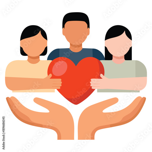 Abstract human with heart template vector save people icon design suitable for healthcare charity protection life support compassion awareness and medical themed visuals