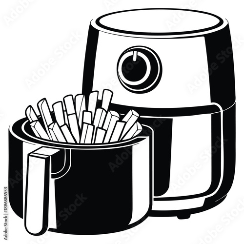 Air fryer icon suitable for kitchen appliance kitchen cookware modern cooking healthy food preparation and home kitchen equipment design applications