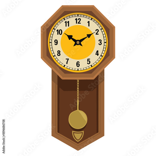 Antique pendulum clock icon shown as flat illustration vector isolated on white background perfect for vintage time concept interior decor history education and classic design themes