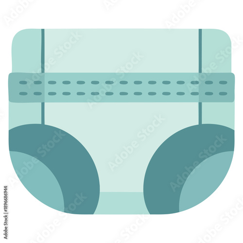 Baby diaper flat vector clipart illustration suitable for infant care hygiene parenting newborn products and family oriented design projects