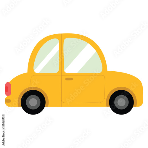 Beautiful yellow trailer minibus shown in colorful vehicle concept sticker for family travel city mobility and digital app design element