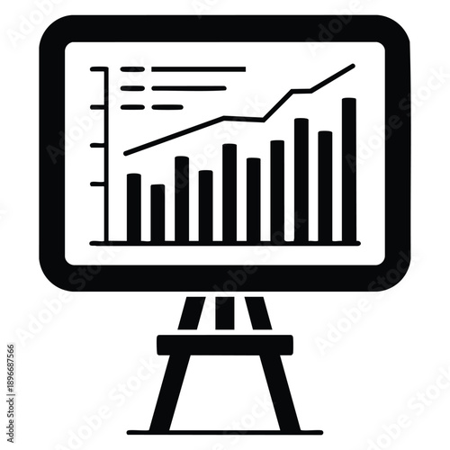 Board chart management icon in simple vector style representing digital process and company gear perfect for business workflow management and planning design concepts