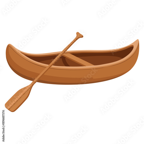 Boat with paddle flat clipart vector illustration suitable for water transport outdoor activity travel adventure rowing and recreational marine themed designs