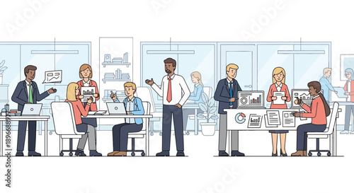 Office Workers in Modern Workplace.