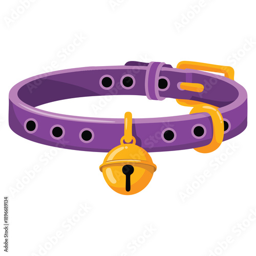 Cat collar with bell vector isolated illustration ideal for pet accessories animal care kitten safety cute pet shop branding and domestic animal themed projects