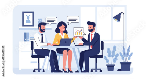 Business Meeting with Colleagues Discussing.