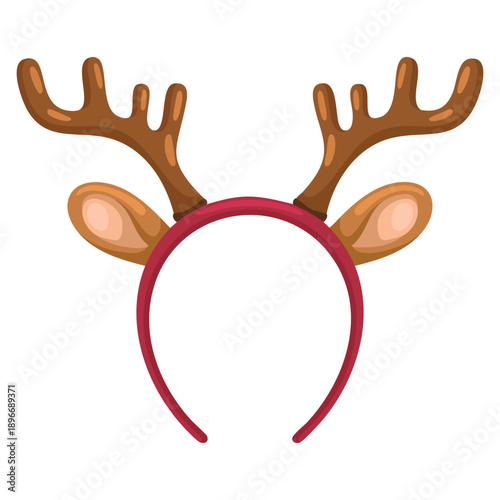 Christmas reindeer antlers headband vector isolated illustration perfect for holiday costume festive celebration winter decoration and party designs