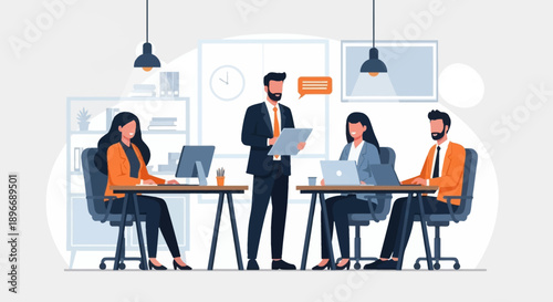 Business Professionals Working Together Office.