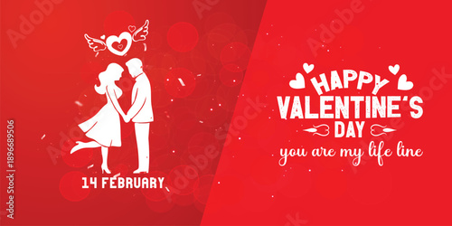 Happy Valentine's Day typography T-shirt design with a silhouette background hearts love
