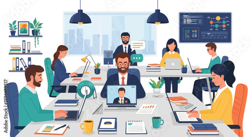 Business Professionals Working Together Office.