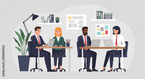 Business Professionals Having Office Meeting.