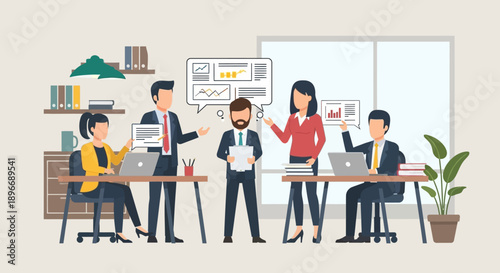 Business Professionals Working Together Office.