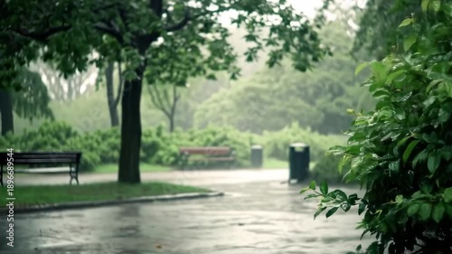 Rainy park scene