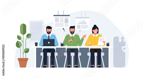 Office Meeting with Colleagues Discussing.