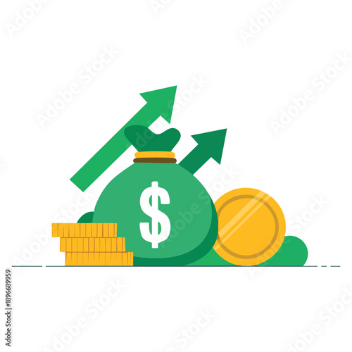 Colorful thin line outline inflation line icon showing growth increase price change money symbol economy finance and market condition concept