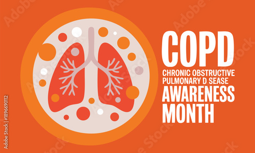 COPD Awareness Month vector illustration featuring lungs medical elements abstract poster banner and background design for respiratory health education and prevention