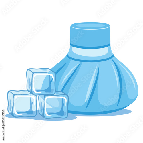 Cooling pack ice pack vector illustration in hand drawn flat style perfect for cold compress medical care injury relief and healthcare awareness themed artwork