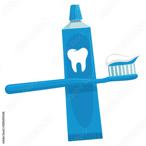 Crossed toothbrush and toothpaste sign illustration representing dental hygiene oral care health awareness and medical cleaning concept