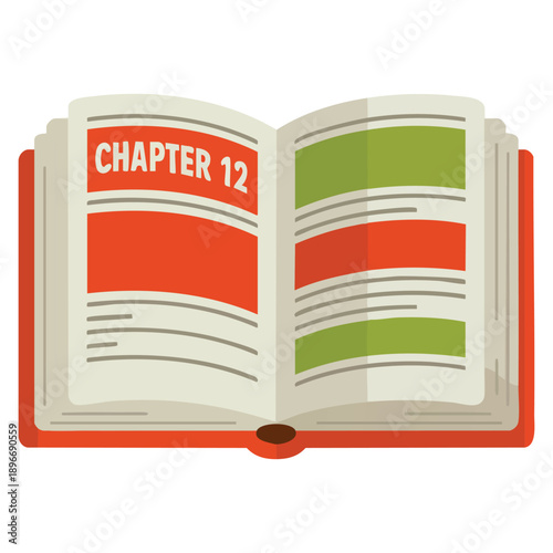 Cute cartoon open book illustration with chapters pictures and academic themes for reading lovers kids learning study literature encyclopedia and back to school supply hand drawn isolated artwork