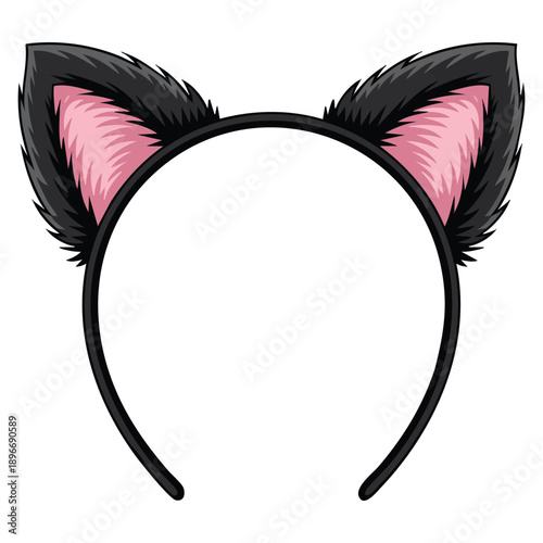 Cute cat ears headband shown as vector isolated illustration perfect for kawaii style costume accessory cosplay and playful fashion design themes