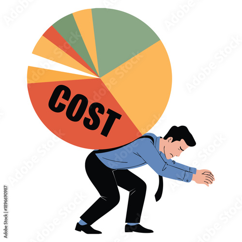 Development of strategic cost management concept shown with cost analysis and database vector illustration optimizing technology development and financial efficiency