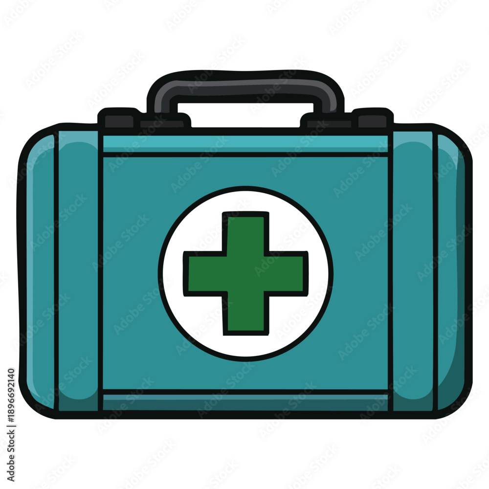 Obraz premium First aid kit medical icon in flat vector style physical therapist rehab exercise concept perfect for healthcare recovery treatment and therapy design projects