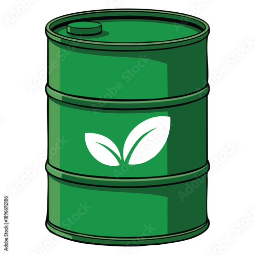 Flat bio fuel barrel vector icon illustration created for web design suitable for renewable energy eco industry sustainability and environment graphics