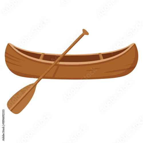 Flat clipart vector illustration of boat with paddle ideal for water activity transport rowing travel adventure and outdoor recreation design concepts