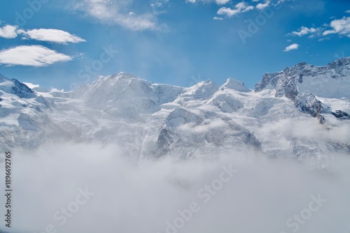 snow covered mountains in winter