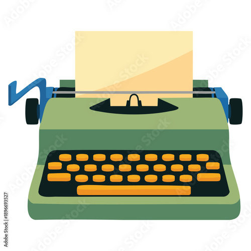 Flat illustration of old typewriter icon suitable for web design retro writing journalism publishing and classic office equipment themed graphics